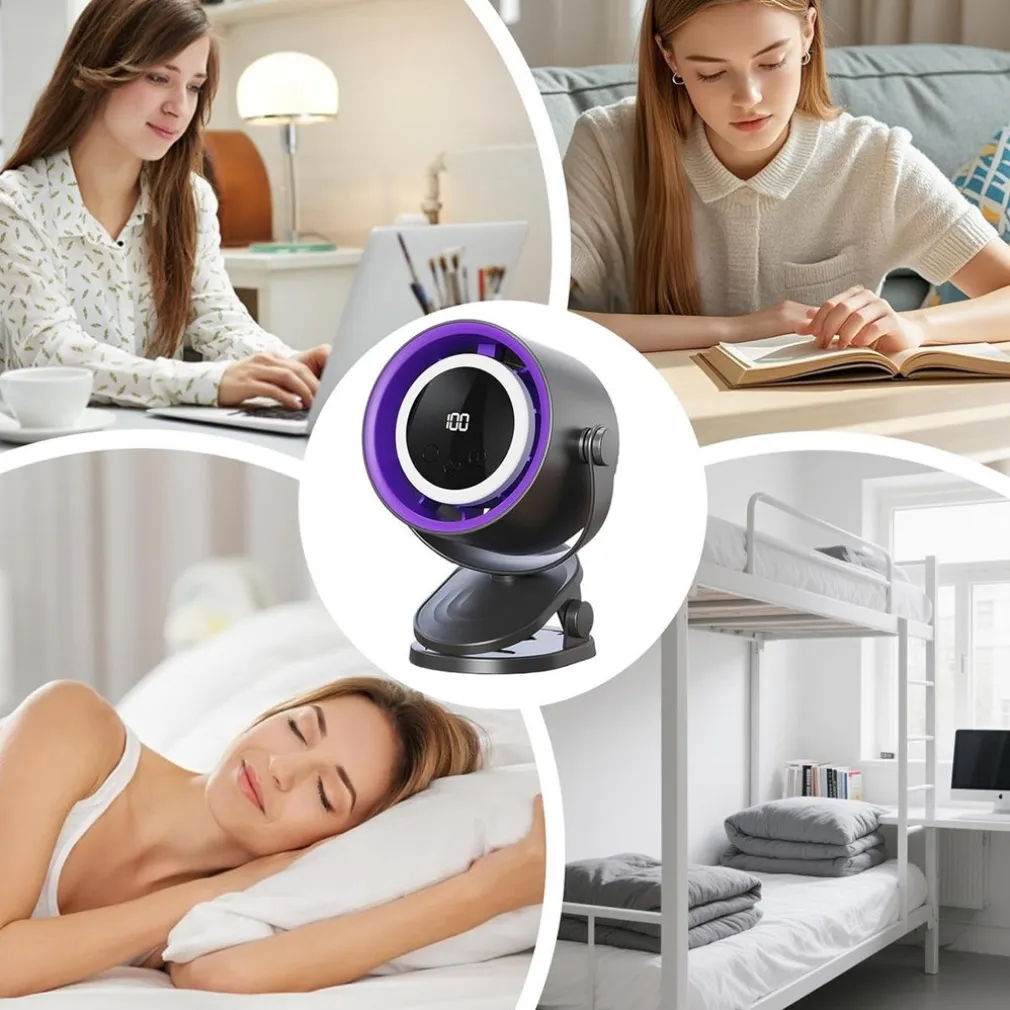 VENTILATORE DA TAVOLO USB ELETTRICO RAFFREDDAMENTO DESIGN LUCE NOTTURNA CAMERA SCRIVANIA