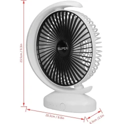 VENTILATORE DA TAVOLO USB SILENZIOSA CON ROTAZIONE TESTA FLUSSO D'ARIA A 3 LIVELLI