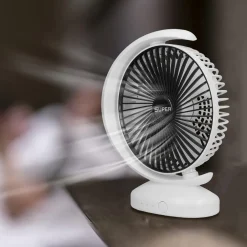 VENTILATORE DA TAVOLO USB SILENZIOSA CON ROTAZIONE TESTA FLUSSO D'ARIA A 3 LIVELLI