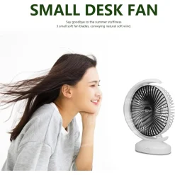 VENTILATORE DA TAVOLO USB SILENZIOSA CON ROTAZIONE TESTA FLUSSO D'ARIA A 3 LIVELLI