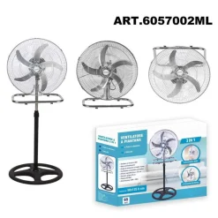 VENTILATORE 3IN1 A PIANTANA TAVOLO MURO 50CM 65 WATT CON 5 PALE 3 VELOCITÀ 6057002ML