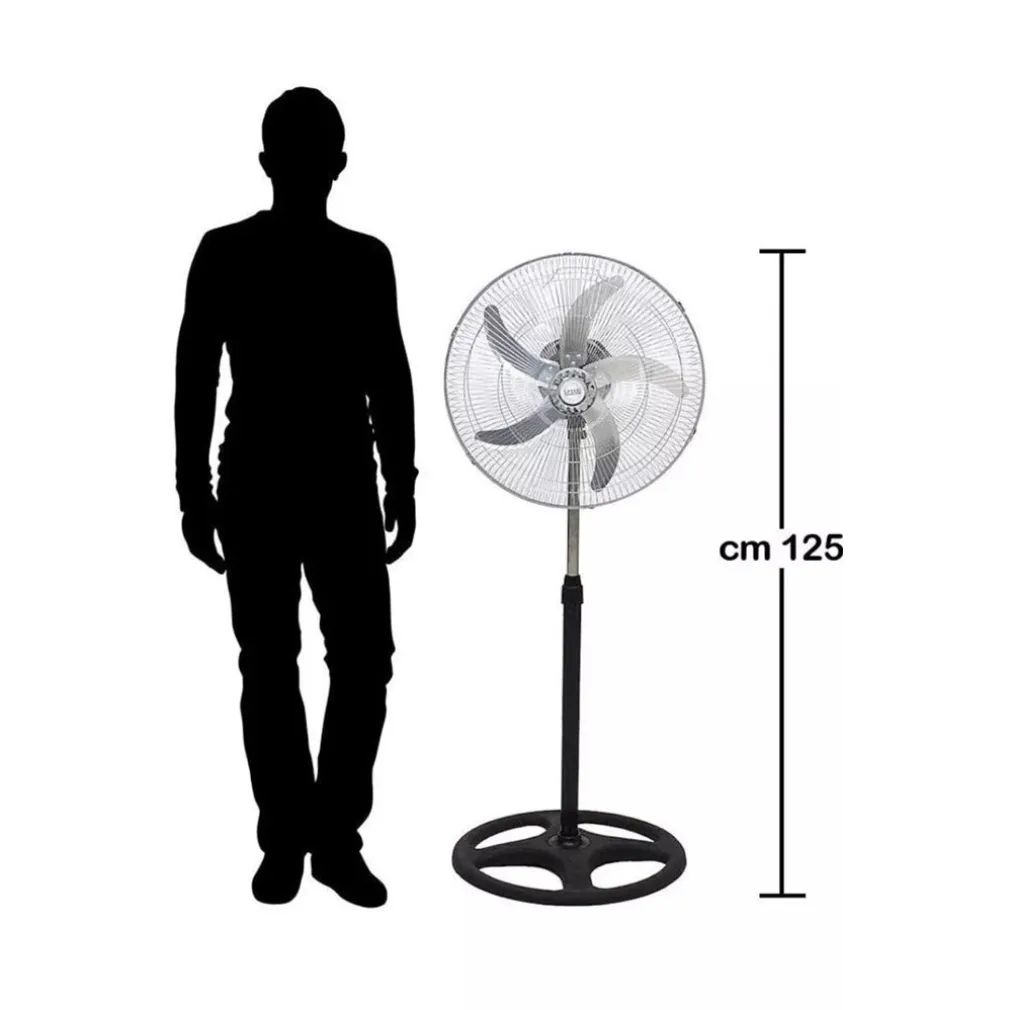 VENTILATORE IN ACCIAIO 65W A PIANTANA ANTIRIBALTAMENTO CON 5 PALE 3 VELOCITÀ 6057001ML
