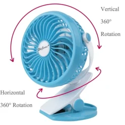 VENTILATORE ORIENTABILE A 4 PALE STAND CON PINZA A CLIP ROTAZIONE A 360 GRADI