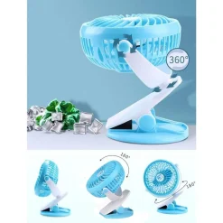VENTILATORE ORIENTABILE A 4 PALE STAND CON PINZA A CLIP ROTAZIONE A 360 GRADI