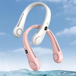 VENTILATORE PORTATILE DA COLLO RICARICABILE USB 9000MAH 5 VELOCITÀ INDICATORE BATTERIA