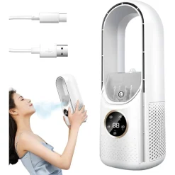 VENTILATORE TAVOLO UMIDIFICAZIONE USB PORTATILE MULTIFUNZIONALE 6 VELOCITÀ BIANCO