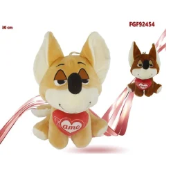 VOLPE 30 CM PELUCHE CON CUORE TI AMO IDEA REGALO SAN VALENTINO COLORI ASS. 92454