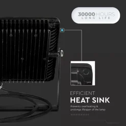 V-TAC FARO FARETTO LED SMD 10W 20W 30W 50W 100W SLIM DA ESTERNO IP65 COLORE NERO