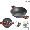 WOK RIVESTIMENTO ANTIADERENTE ANTIGRAFFIO PER INDUZIONE CON 2 MANICI LEGNO Ø24-28-32CM