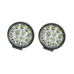 2X FARO SUPPLEMENTARE 12V 14 LED 42W PROFONDITA AUTO FUORISTRADA ROTONDO 6000K
