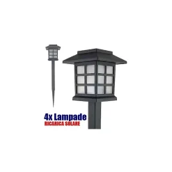4X LAMPADE A LED DA GIARDINO STILE LANTERNA PALETTI RICARICA SOLARE 38 X 9 X 9CM