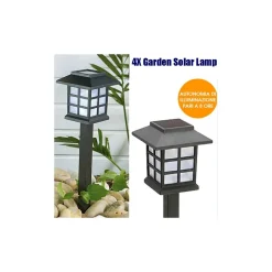 4X LAMPADE A LED DA GIARDINO STILE LANTERNA PALETTI RICARICA SOLARE 38 X 9 X 9CM