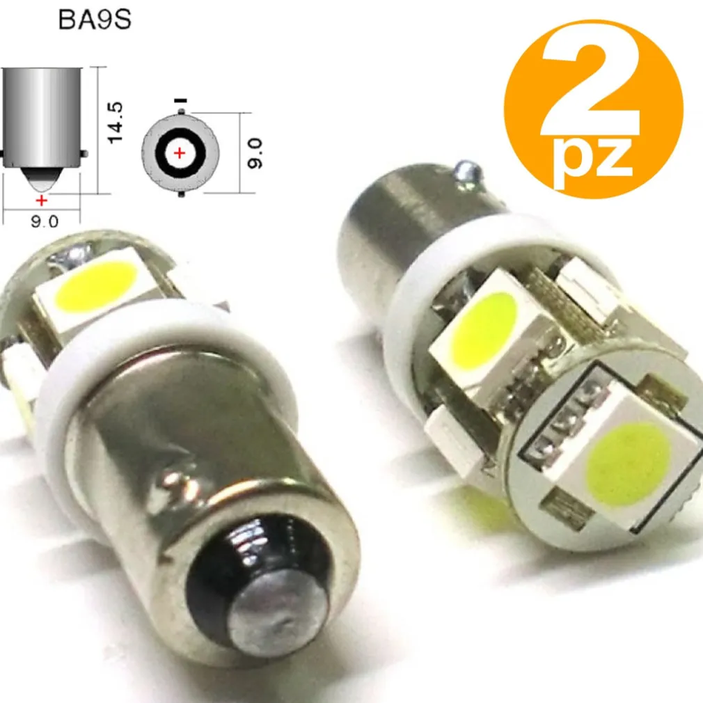 2X LAMPADINA LED AUTO BULB BA9S T4W 5005 5 SMD 5050 12V LUCE POSIZIONE ABITACOLO