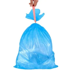 7X ROTOLI SACCHETTI BUSTE SPAZZATURA 40LT 55X65 CHIUSURA LACCETTO AZZURRO 105PZ