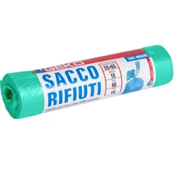 7X ROTOLI SACCHETTI BUSTE SPAZZATURA 40LT 55X65CM CHIUSURA LACCETTO VERDE 105PZ