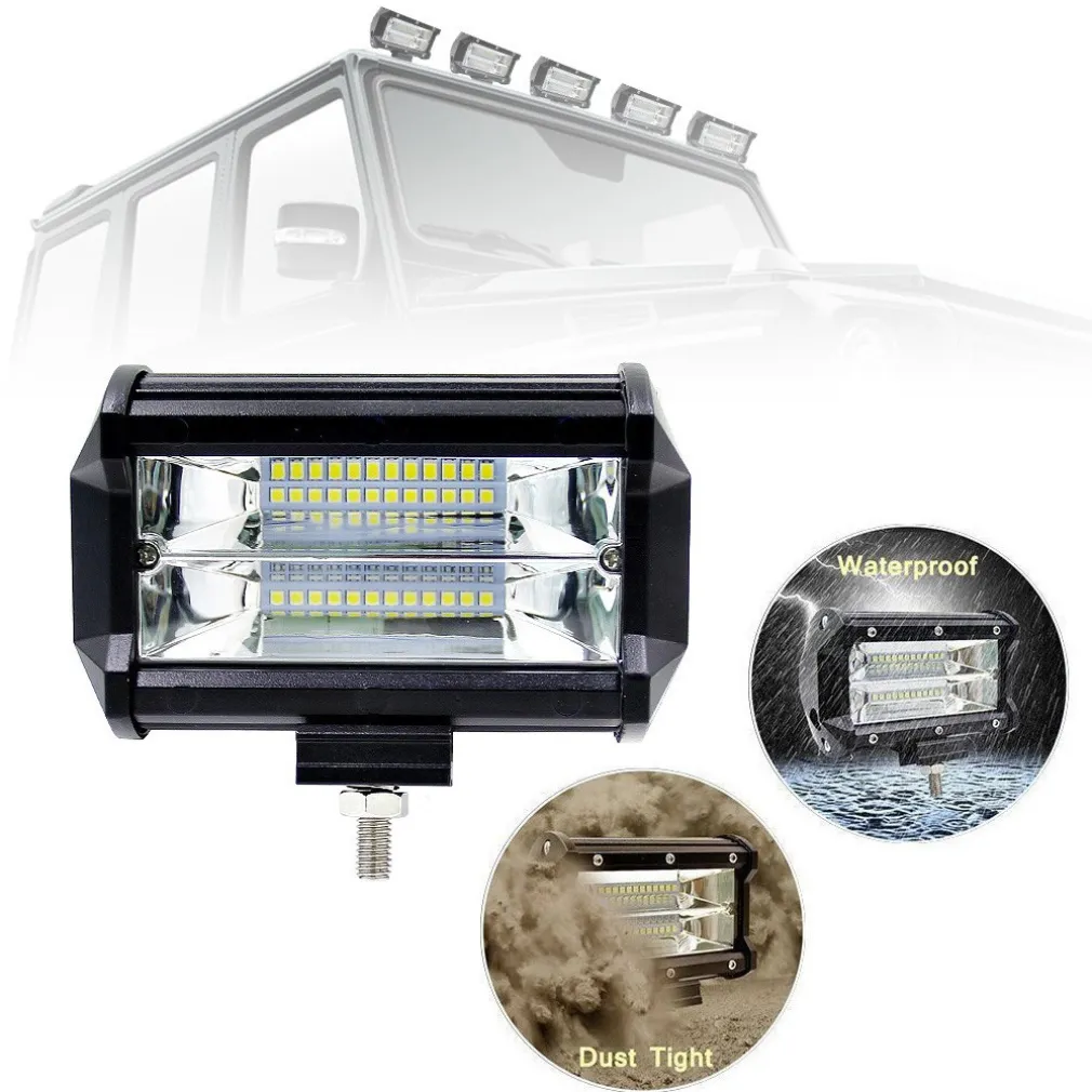 2x 72W LUCE FARO LAMPADA DA LAVORO FARETTO AUTO BARCA CAMION 24LED SMD 6000K