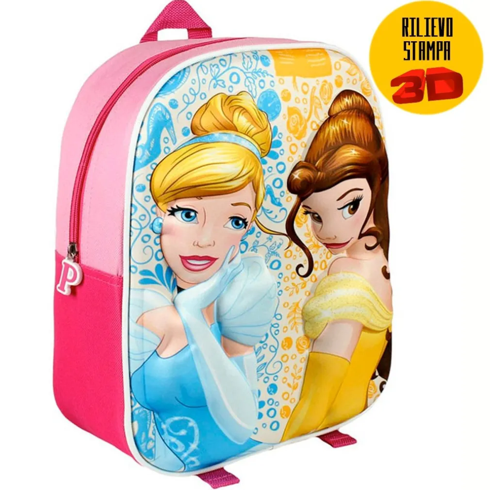 ZAINETTO PRINCIPESSE DISNEY BELLE CENERENTOLA STAMPA 3D BAMBINE SCUOLA ASILO