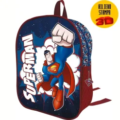 ZAINETTO SUPERMAN STAMPA RILIEVO 3D WARNER BROS BAMBINI SCUOLA ASILO ELEMENTARI