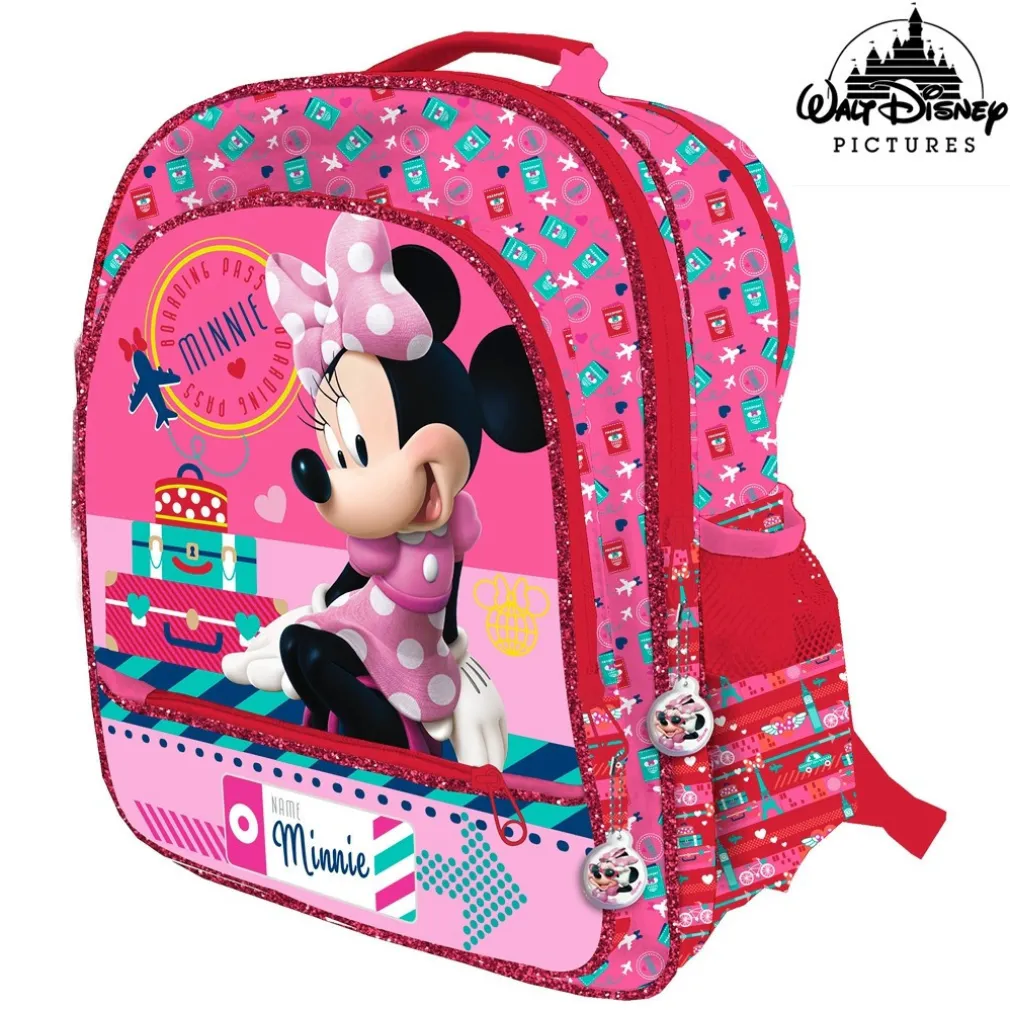 ZAINO MINNIE 4 CERNIERE STAMPA PLASTIFICATA SCUOLA BAMBINE ELEMENTARI 41 CM