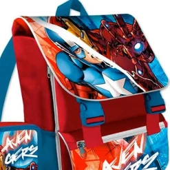 ZAINO SCUOLA ESTENSIBILE AVENGERS CARTELLA + ASTUCCIO COMPLETO 3 ZIP ELEMENTARI