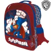 ZAINO SUPERMAN 4 CERNIERE STAMPA PLASTIFICATA SCUOLA BAMBINI ELEMENTARI 41CM