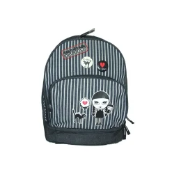ZAINO ZAINETTO PER BAMBINI ASILO SCUOLA BAD ALICE NERO IN STOFFA 30CM CON ZIP