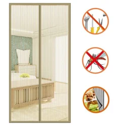 ZANZARIERA MAGNETICA 120 X 240 CM BEIGE UNIVERSALE 18 MAGNETI TENDA PER PORTE