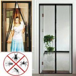 ZANZARIERA MAGNETICA PER PORTE 140 X 240 CM UNIVERSALE NERA TENDA ZANZARIERA