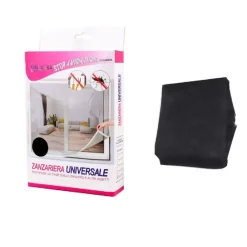 ZANZARIERA UNIVERSALE FINESTRA NERA ADESIVA CON NASTRO IN VELCRO 150X220CM 12921