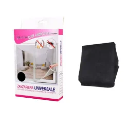 ZANZARIERA UNIVERSALE FINESTRA NERA ADESIVA CON VELCRO 150 X 250CM INSETTI 12924