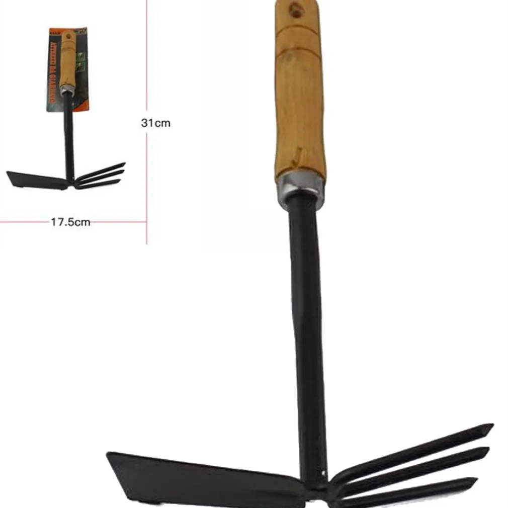 ZAPPA DOPPIA ATTREZZO GIARDINAGGIO IN METALLO DA GIARDINO CON MANICO IN LEGNO