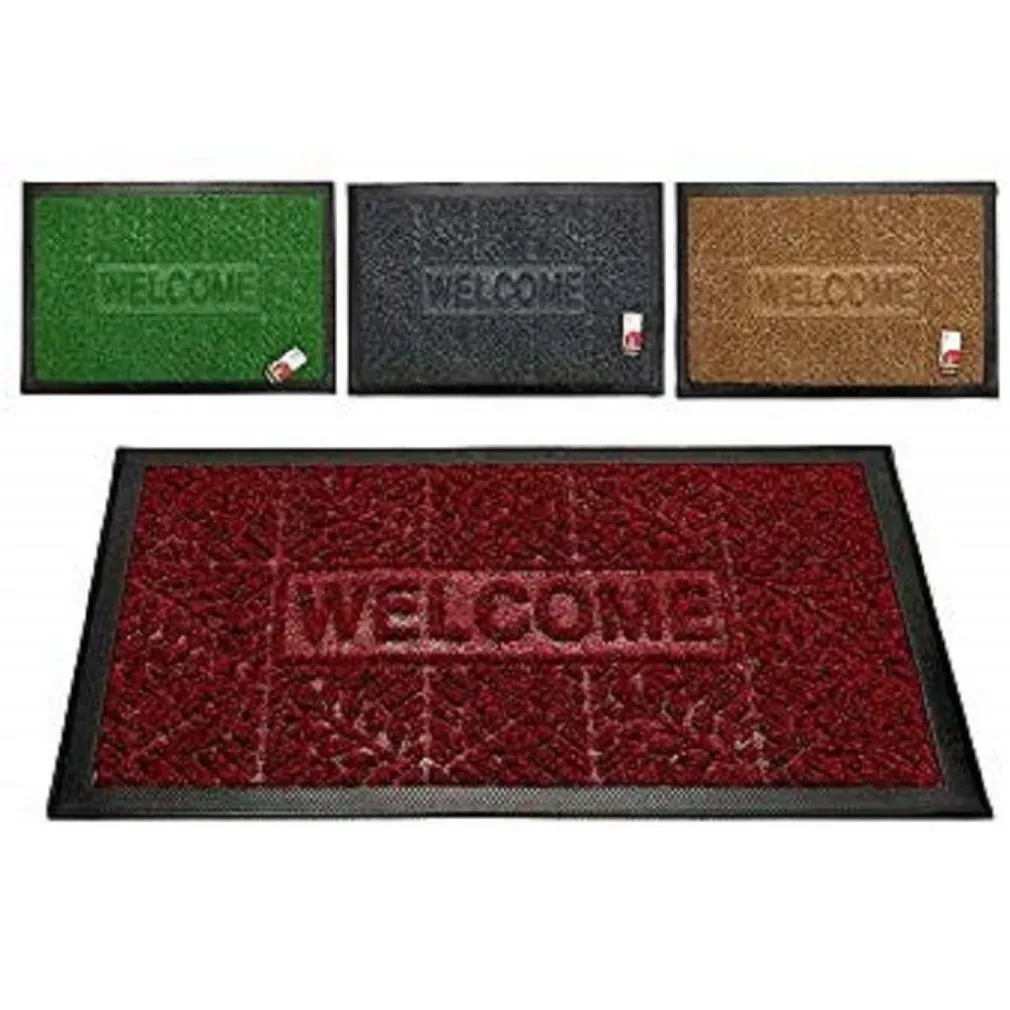 ZERBINO TAPPETO IN GOMMA SCRITTA WELCOME RETTANGOLARE 60X40CM ANTISCIVOLO INGRESSO