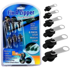 ZIP CERNIERA UNIVERSALE 6 PEZZI 3 DIMENSIONI RIPARAZIONE IMMEDIATA FIX ZIPPER